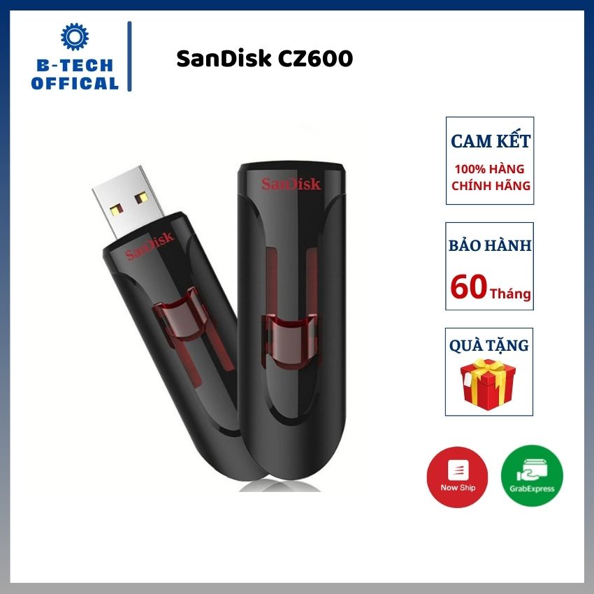 USB 32G 3.0 SanDisk CZ600 - Hàng chính hãng bảo hành 60 tháng 1 đổi 1