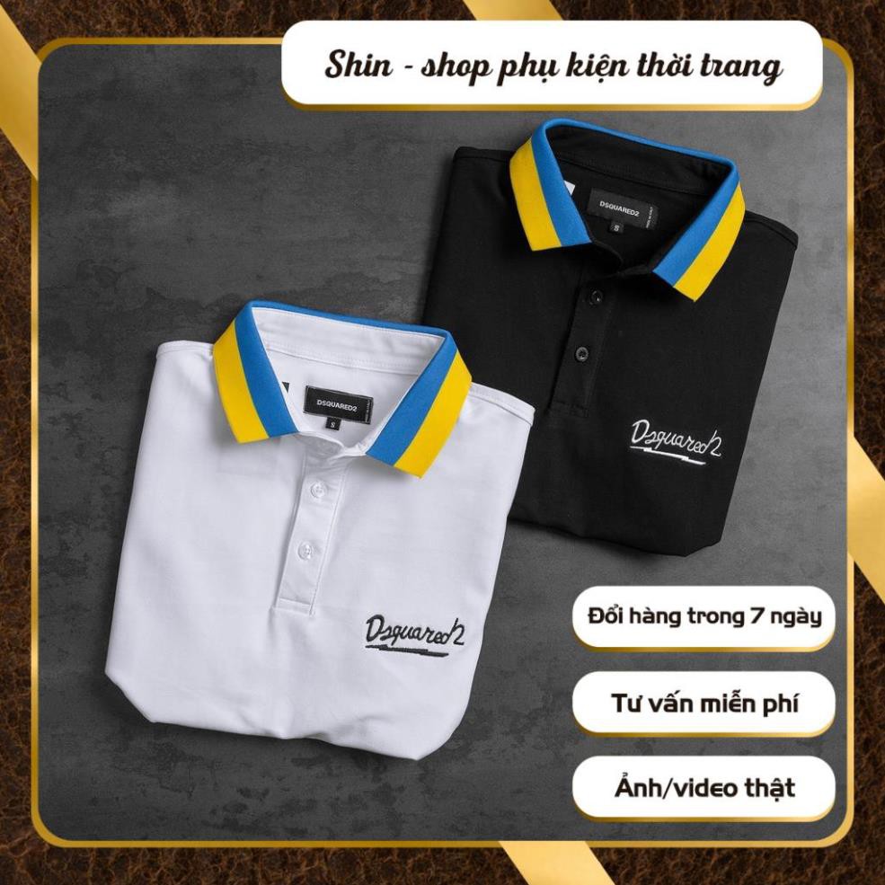 Áo thun POLO nam cổ bẻ phối màu BASIC vải cá sấu Cotton trẻ trung 2 màu dsq2  - Shin Shop phụ kiện thời trang namm