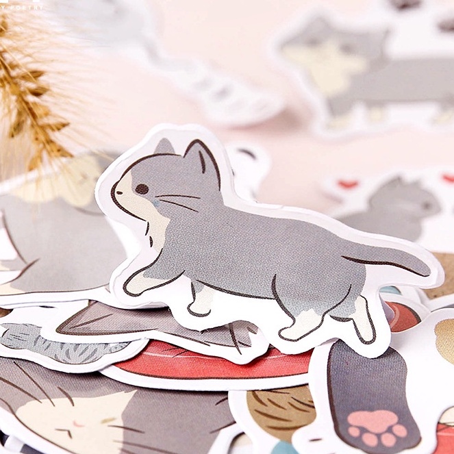 Hộp 45 Miếng Dán Hình Mèo Trang Trí Nhật Ký