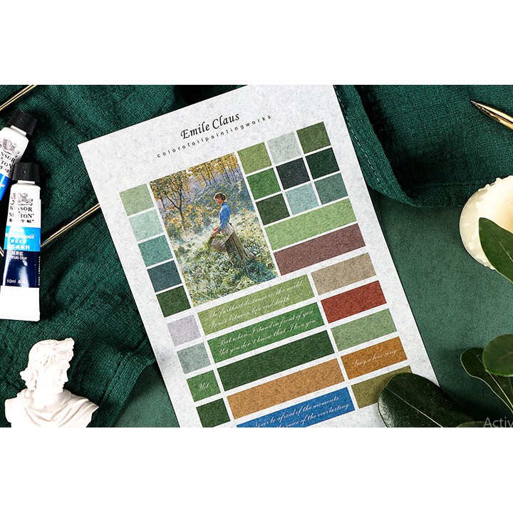 Kimitape Sticker hình dán màu sắc của những bức họa nổi tiếng trang trí Bullet Journal