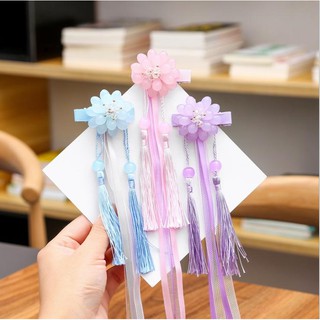 Kẹp tóc phong cách tua rua retro cổ trang xinh xắn cho bé gái
