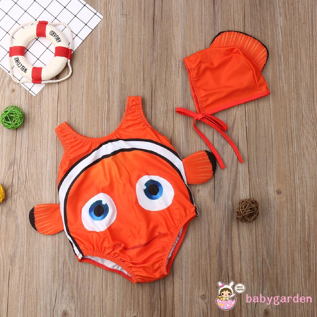 Bộ Đồ Bơi 2 Mảnh Hình Cá Vàng + Mũ Bơi Độc Đáo Dành Cho Bé