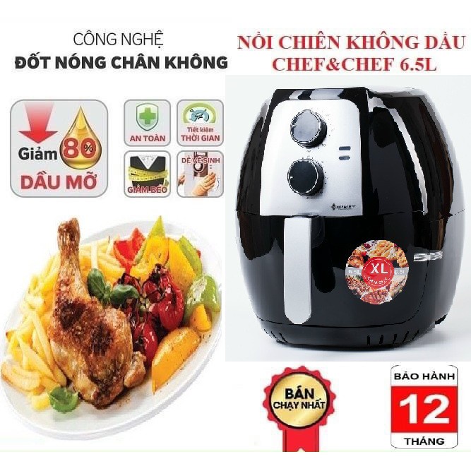 NỒI CHIÊN KHÔNG DẦU CHEF&amp;CHEF DUNG TÍCH 6,5L