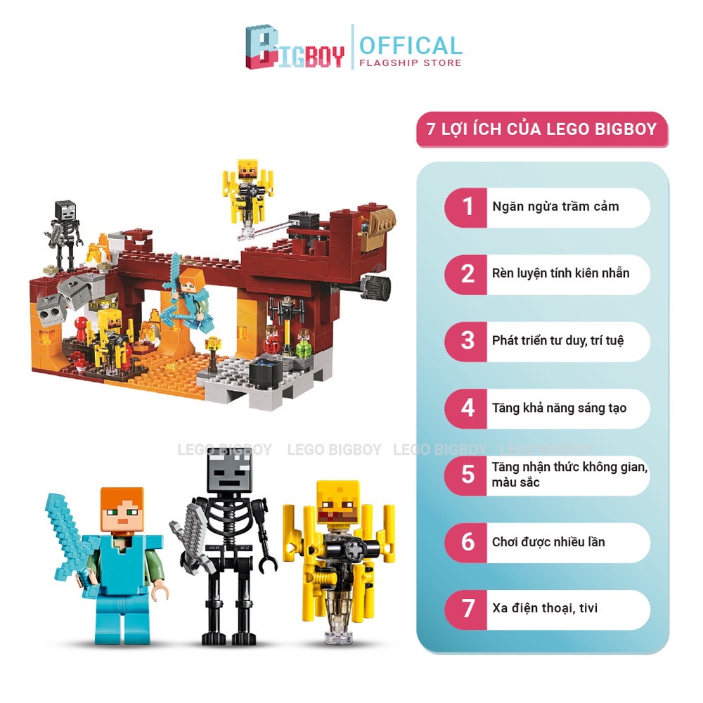 Lego minecraft ngôi làng địa ngục đồ chơi giáo dục nhựa abs không mùi, an toàn cho trẻ em Legobigboy 11362