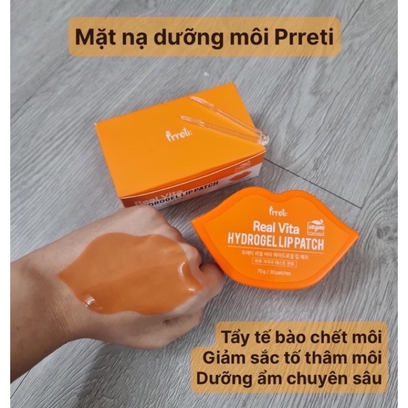 Mặt nạ môi Pretti Real Vita Hydrogel Lip patch Hàn Quốc ( hộp 30 miếng )