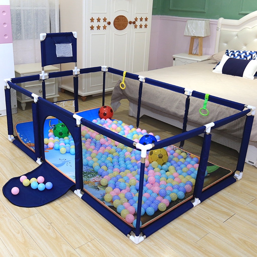 [TẶNG 110 BÓNG KÈM SẢN PHẨM] Quây bóng, Lều bóng cho bé kích thước 1m8x1m2 có rổ bóng và khung thành