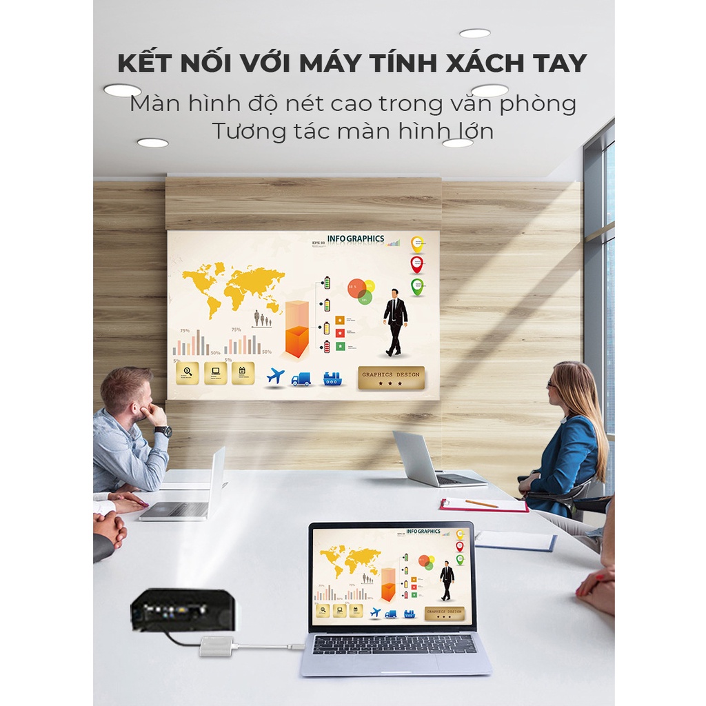 Cáp chuyển đổi TYPE C qua HDMI và VGA 4k tránh nhiễu từ trường,chất lượng cao thích hợp với nhiều dòng máy và macbook