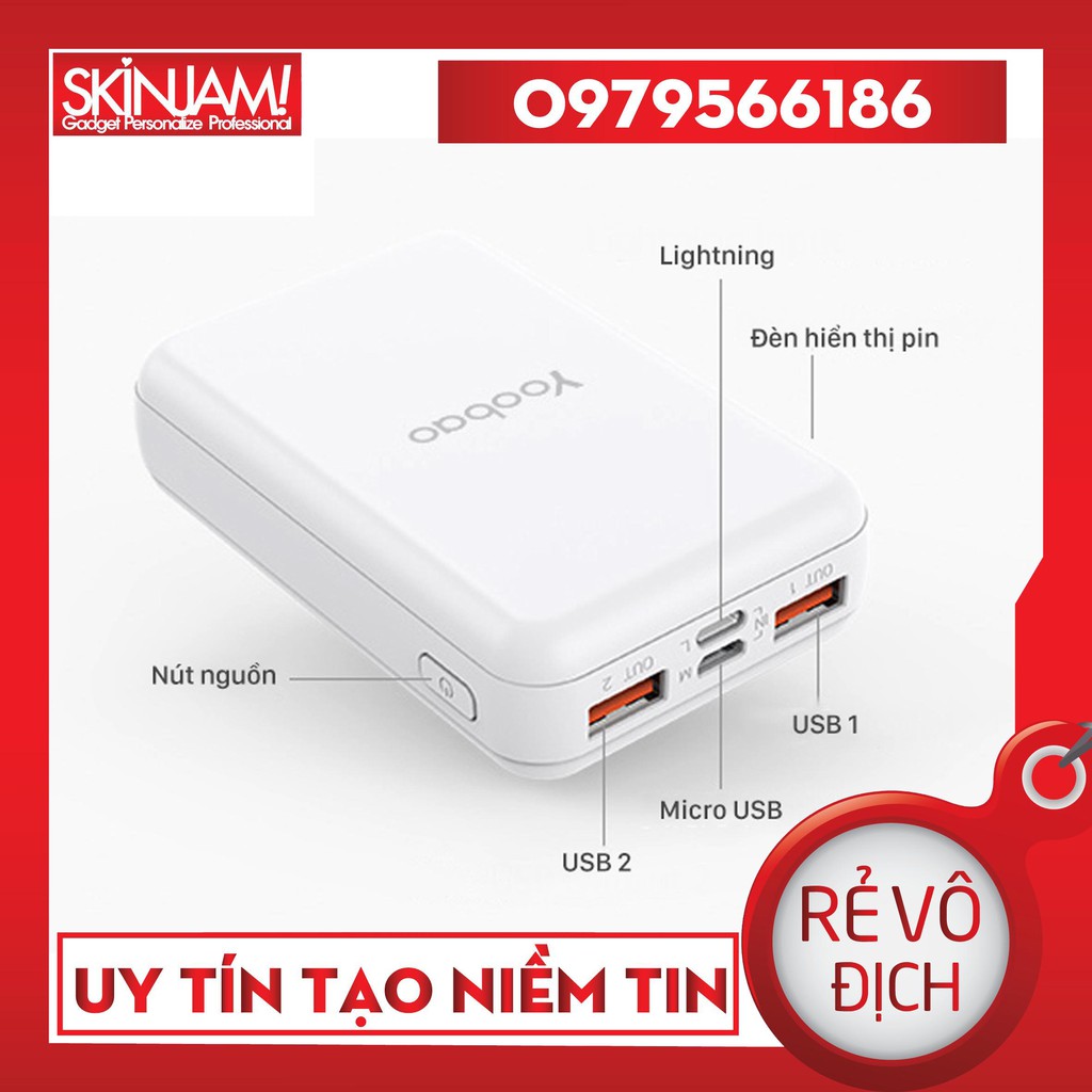 [Mã 151ELSALE hoàn 7% đơn 300K] Pin Sạc Dự Phòng Yoobao mini 10000mAh P10W CHÍNH HÃNG