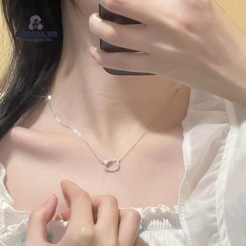 ✨✨Vòng cổ Mặt Hình Mèo Hello Kitty Đính Ngọc Trai Dễ Thương Dành Cho Nữ