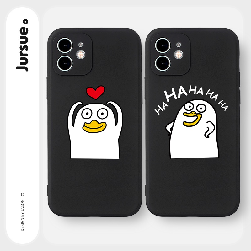 Ốp lưng JURSUE hoạt hình cặp đôi dễ thương đẹp cho iPhone 13 12 11 Pro Max SE 2020 X XR XS ip 8 7 6 6S Plus kute Y1728