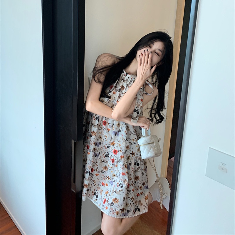 Đầm Chữ A Hai Dây Dáng Rộng Họa Tiết Hoa Thời Trang Mùa Hè Cho Nữ