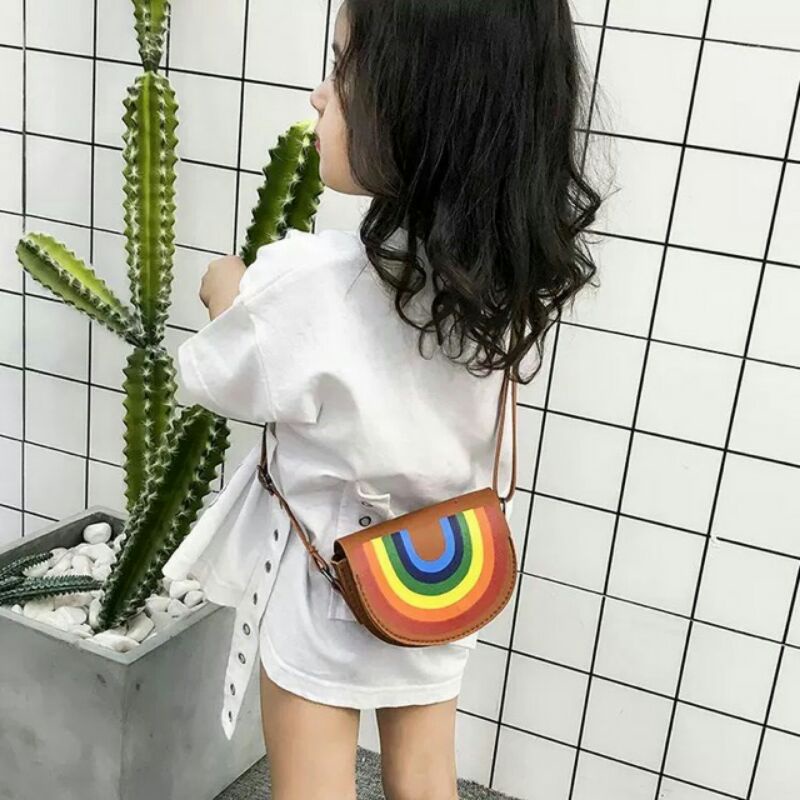 Túi đeo chéo cho bé gái từ 2 đến 6 tuổi chất liệu da PU hoa tiết hoạt hình dễ thương