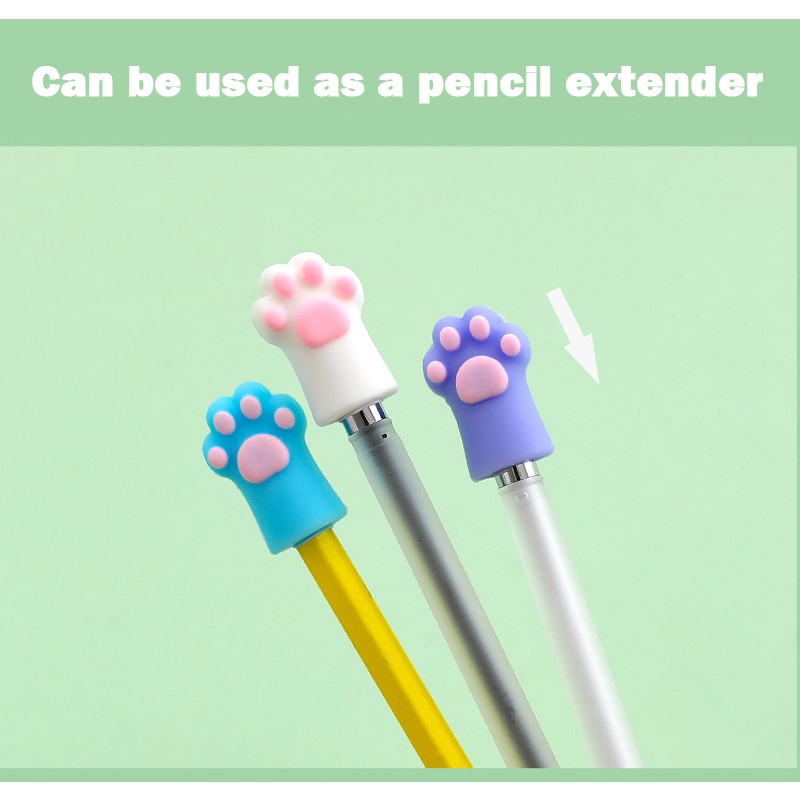 Set 3 Nắp Đậy Bút Chì Mở Rộng Hình Chân Mèo Dễ Thương