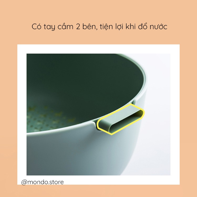 Bộ Chậu Rổ Nhựa PP Đựng Rau Củ Quả 2 Lớp Đa Năng