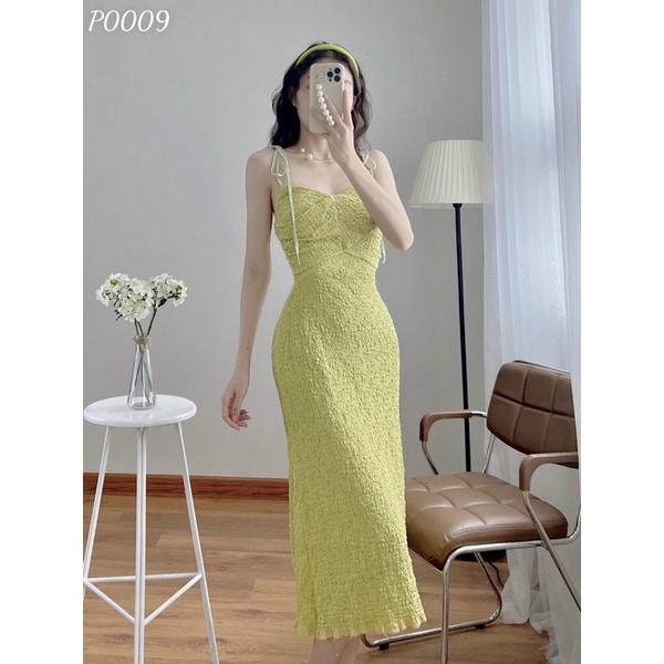 Đầm dự tiệc hai dây chất thun nhún xốp Dori BT139