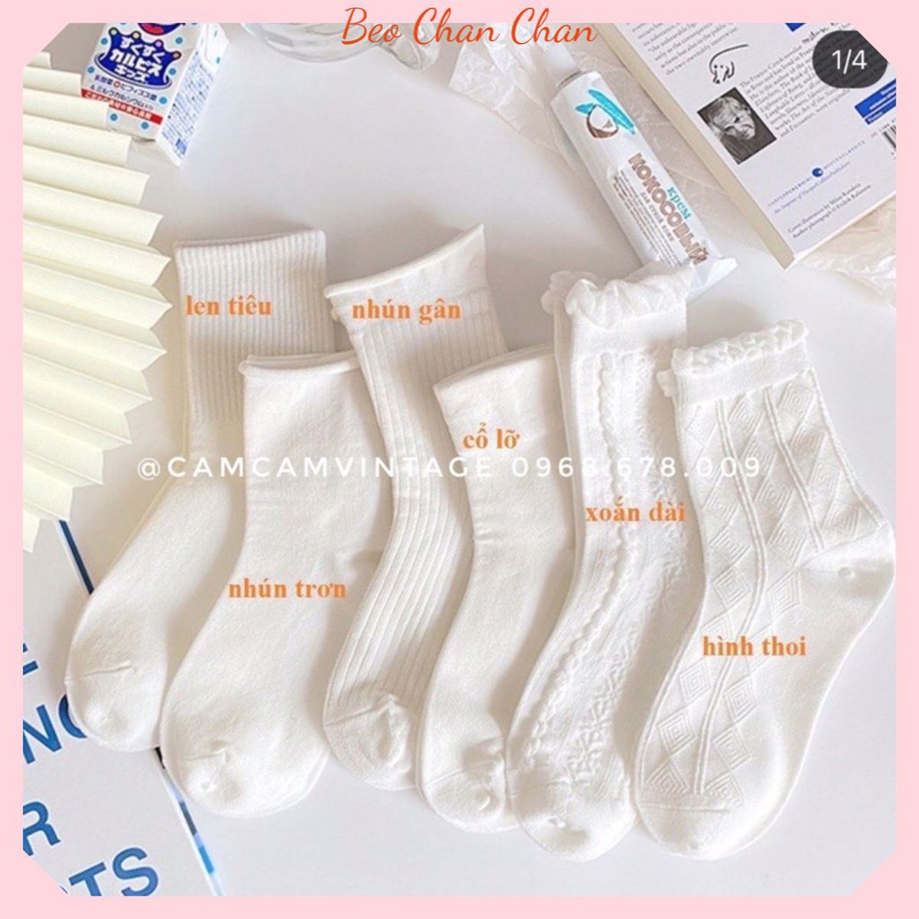 SET TẤT TRẮNG CAO CỔ NỮ REN BÈO TIỂU THƯ LOLITA TẤT CAO CỔ NAM NỮ TRẮNG TINH KHÔI