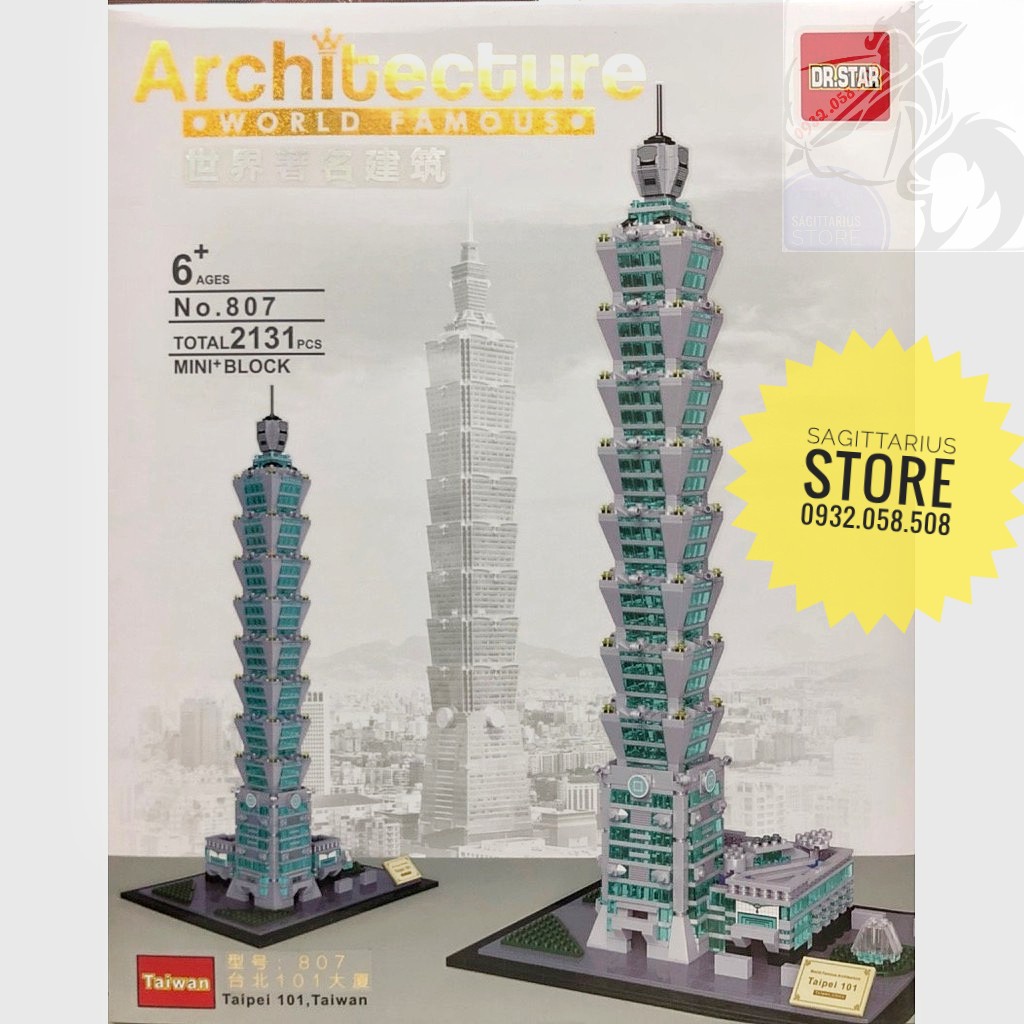 Lego DR.STAR 807 Lắp Ráp Trung Tâm Tài Chính Thế Giới Taipei 101 - Đài Loan ( 2131 Mảnh )