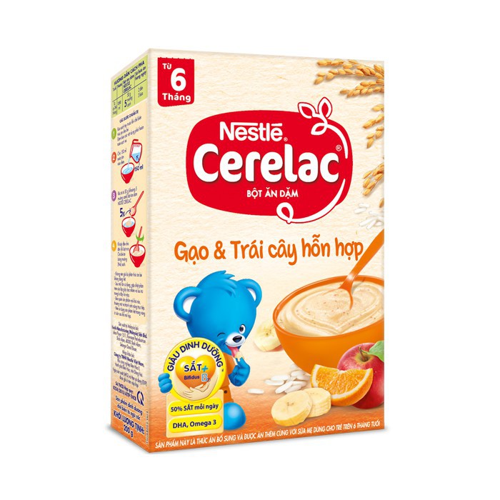 Bột ăn dặm Nestle Cerelac - Gạo & trái cây hỗn hợp (200gr)