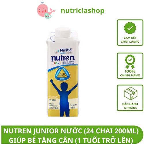 Sữa nước Nestle Nutren Junior vị Vani Combo 24 hộp 200ml date T11/2023