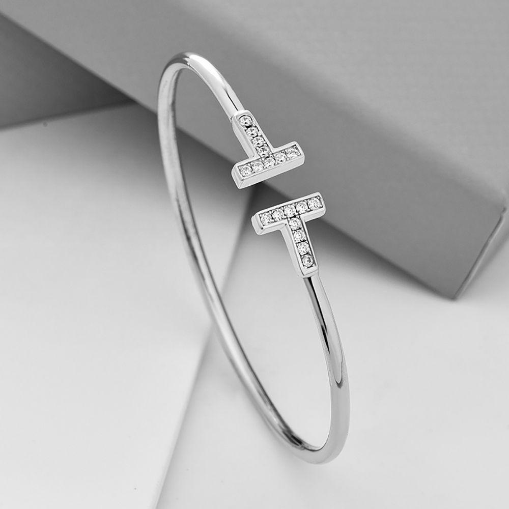 Vòng Đeo Tay Bằng Hợp Kim Thiết Kế Hình Chữ T Phong Cách Hàn Quốc Thời Trang Cho Nữ