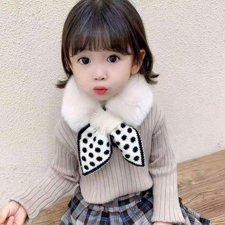 Khăn lông choàng cổ thắt nơ cho bé gái