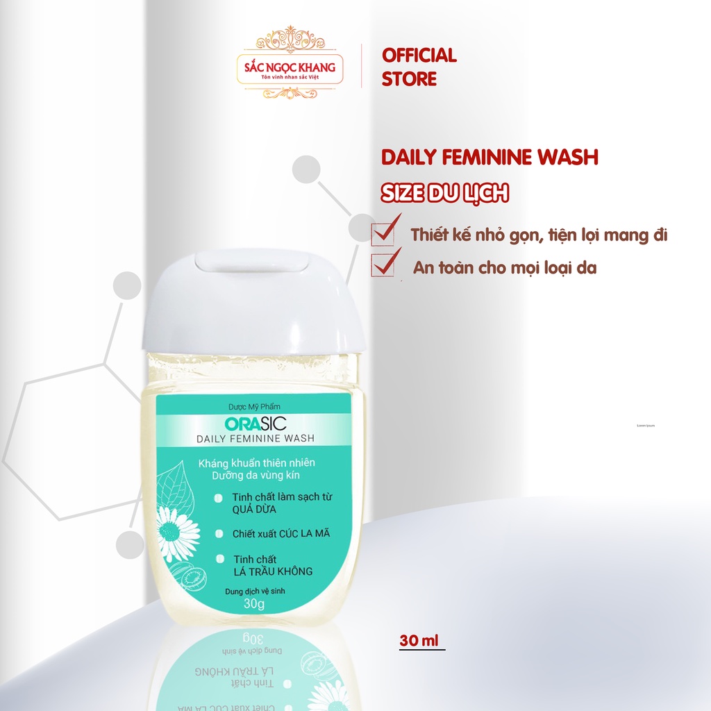 Bộ sản phẩm thiết yếu Sắc Ngọc Khang gồm Sữa tắm 30g+ Sữa rửa mặt 30g+Dung dịch vệ sinh phụ nữ 30g