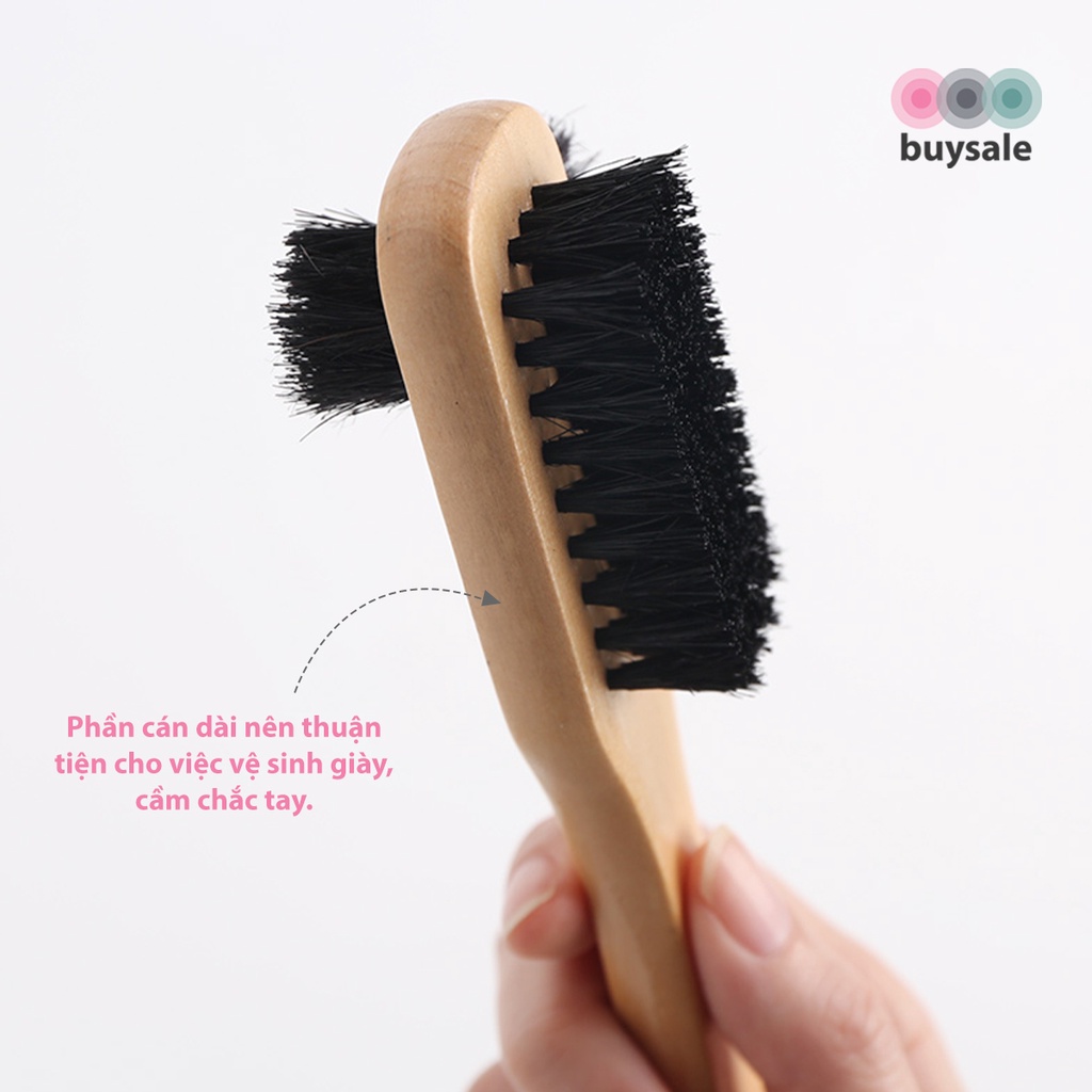 Bàn chải lông heo 3 mặt phù hợp cho vệ sinh giày, các vật dụng bằng da - BuySales - BSPK253