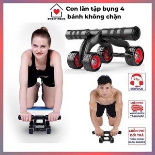 Con Lăn Tập Bụng ⚡𝐍𝐡𝐨̉ 𝐆𝐨̣𝐧⚡, Con Lăn 4 Bánh Tập Cơ Bụng Hiệu Quả, Dụng Cụ Tập Gym Tại Nhà