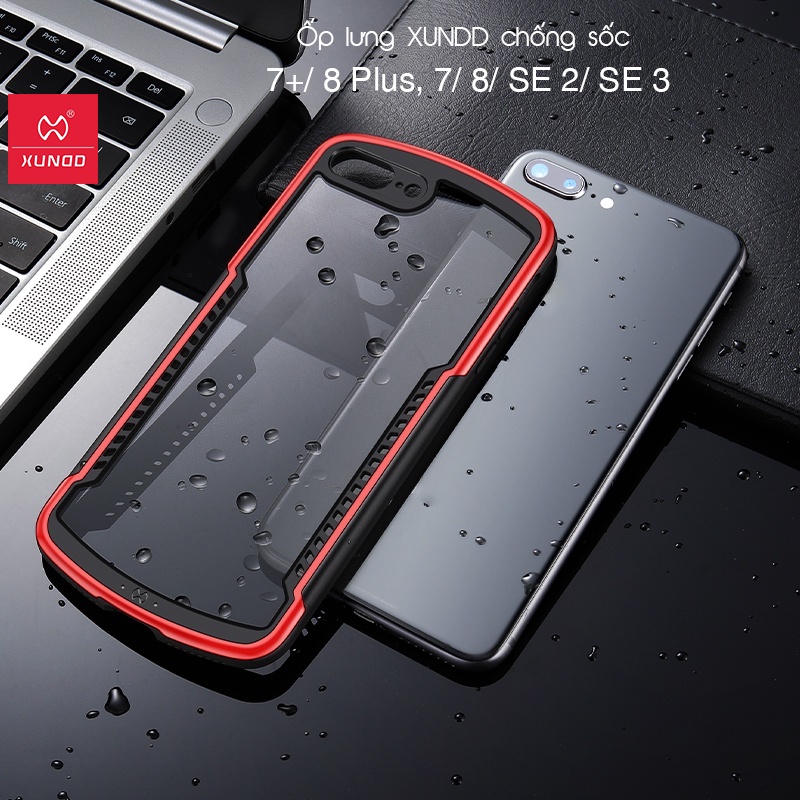 Ốp lưng XUNDD iPhone 7+/ 8 Plus, iPhone 7/ 8/ SE 2/ SE 3 (ALPHA SERIES) - Lưng trong, Chống sốc, Cạnh màu