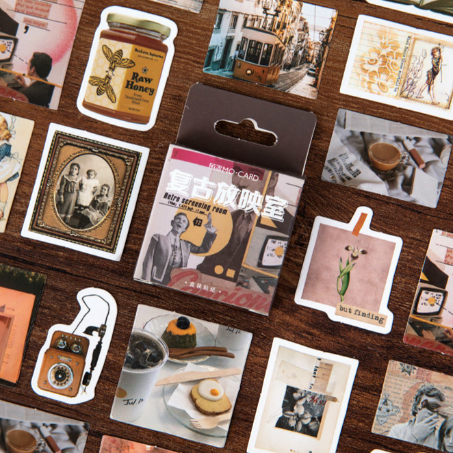 Set 46 Miếng Dán Phong Cách Vintage Dùng Để Trang Trí