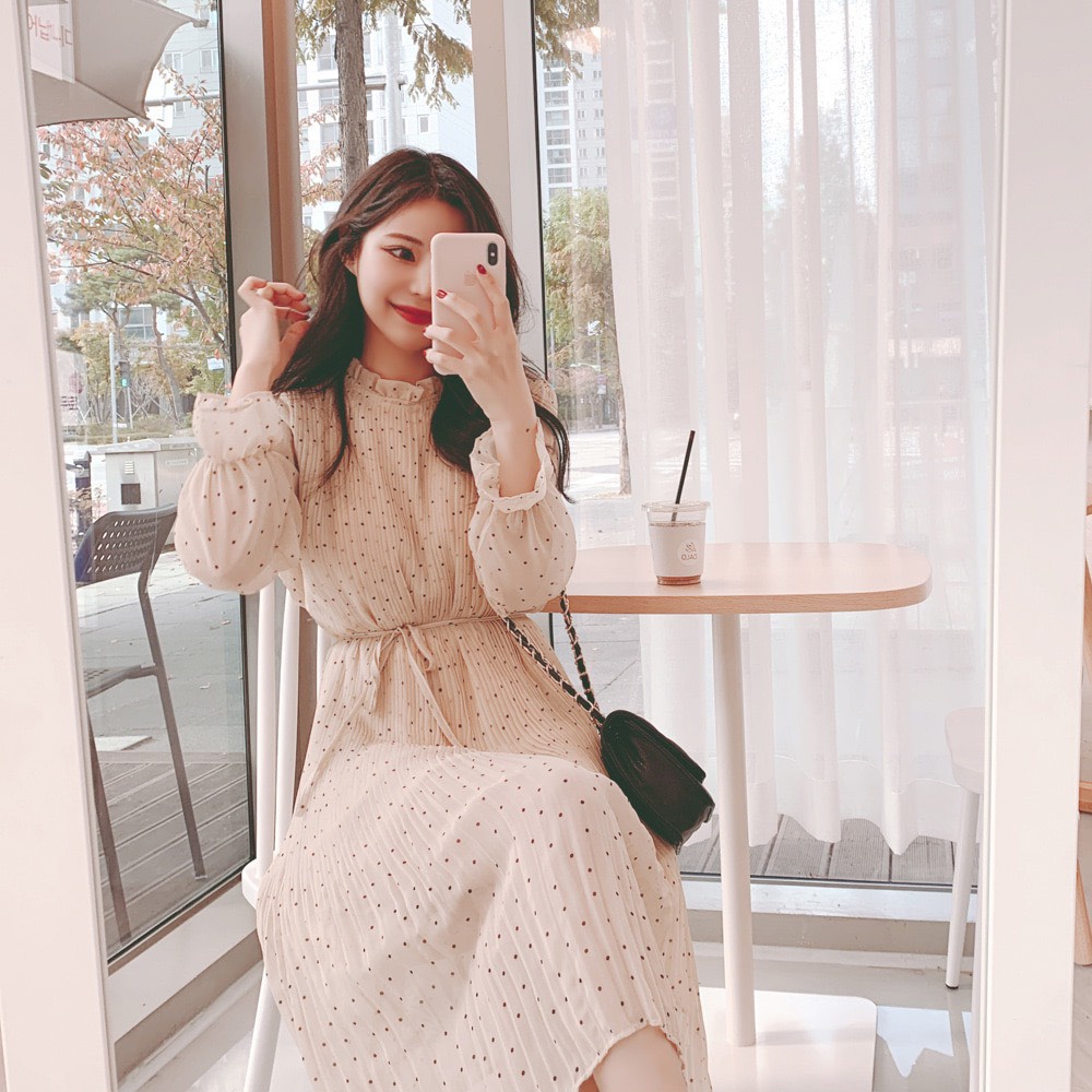 Đầm hoa nhí nữ Emilyshop dáng xòe tay dài