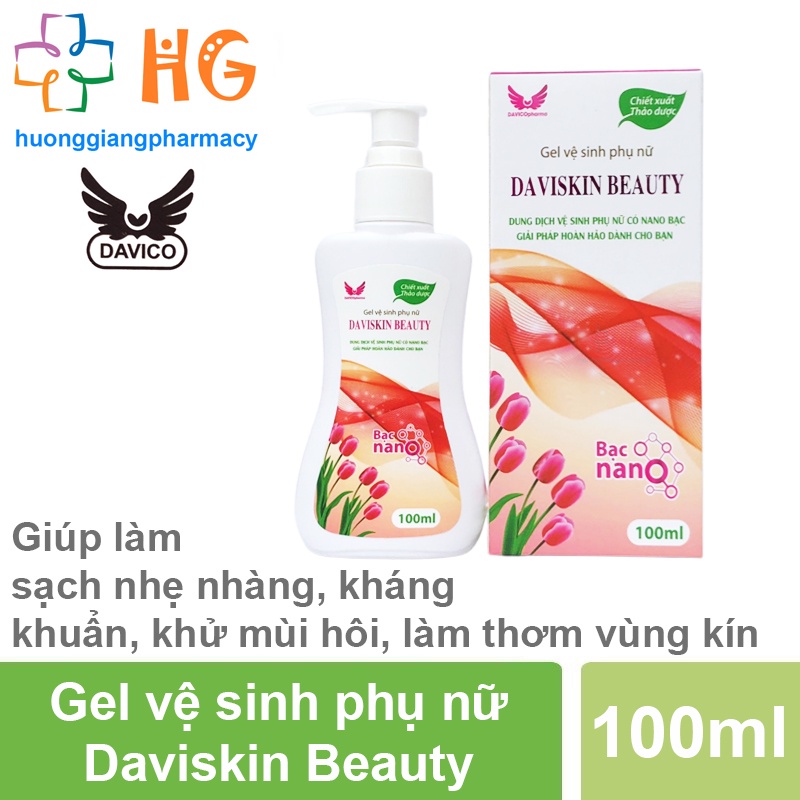 Dung dịch vệ sinh phụ nữ Daviskin beauty Nước rửa phụ khoa Gel vệ sinh làm sạch nhẹ nhàng kháng khuẩn Chai 100ml