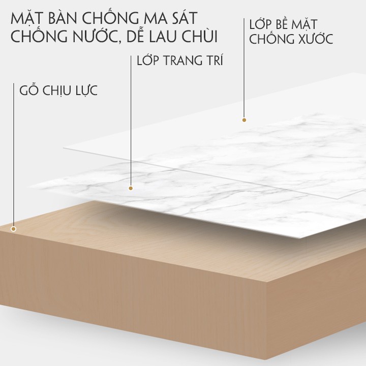 ( HOT) Bàn trà sofa, bàn trà phòng khách bằng gỗ hoa văn đá cẩm thạch, kích thước 100x60x41 cm)