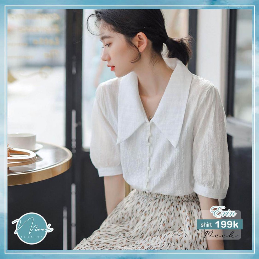 Erin Shirt - Áo sơ mi cổ V tay phồng lỡ - Meek Fashion