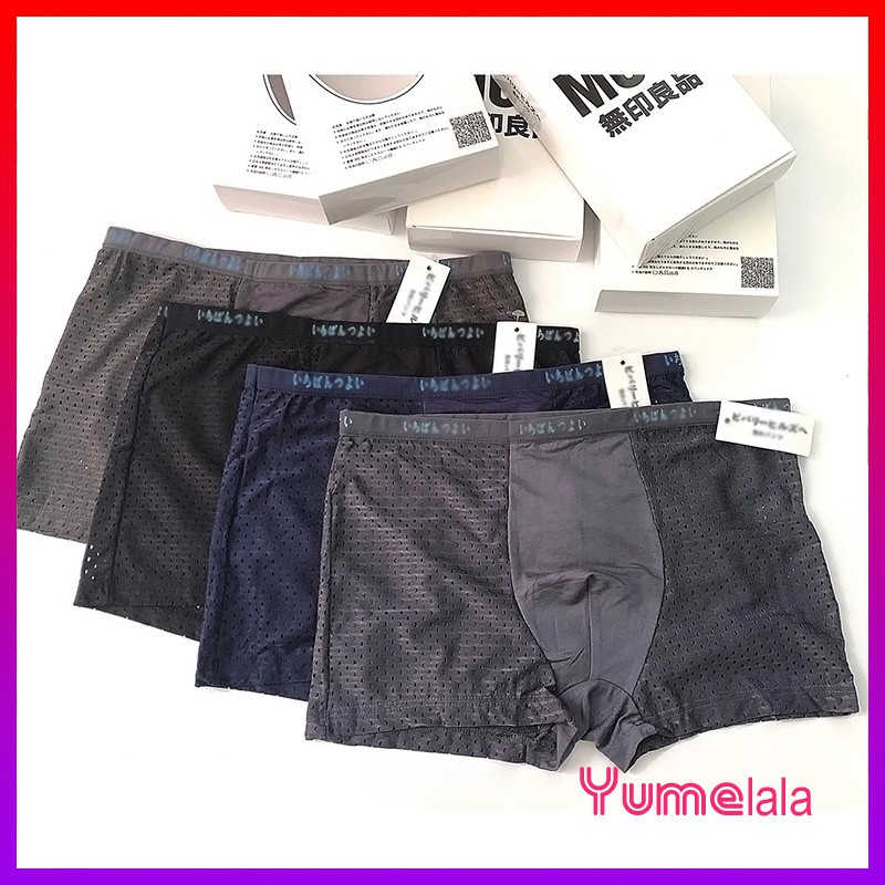 Set 2 Quần lót nam Boxer THÔNG HƠI KHÁNG KHUẨN xuất NHẬT
