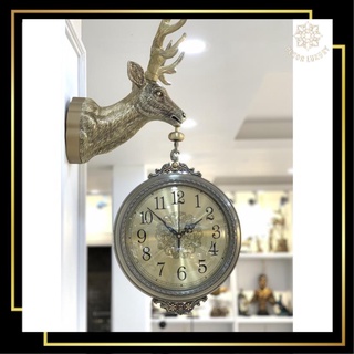 Decor phòng Đồng Hồ Treo Tường, Đồng Hồ Đầu Huơu 2 mặt