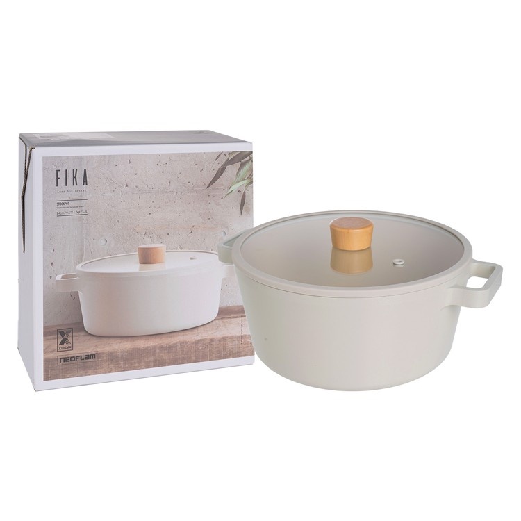 [Hàng chính hãng] Nồi Neoflam Fika 24cm. Đường kính 24cm I Thành cao 12cm I Thể tích 3.8L I Trọng lượng 2100g I Bếp từ.