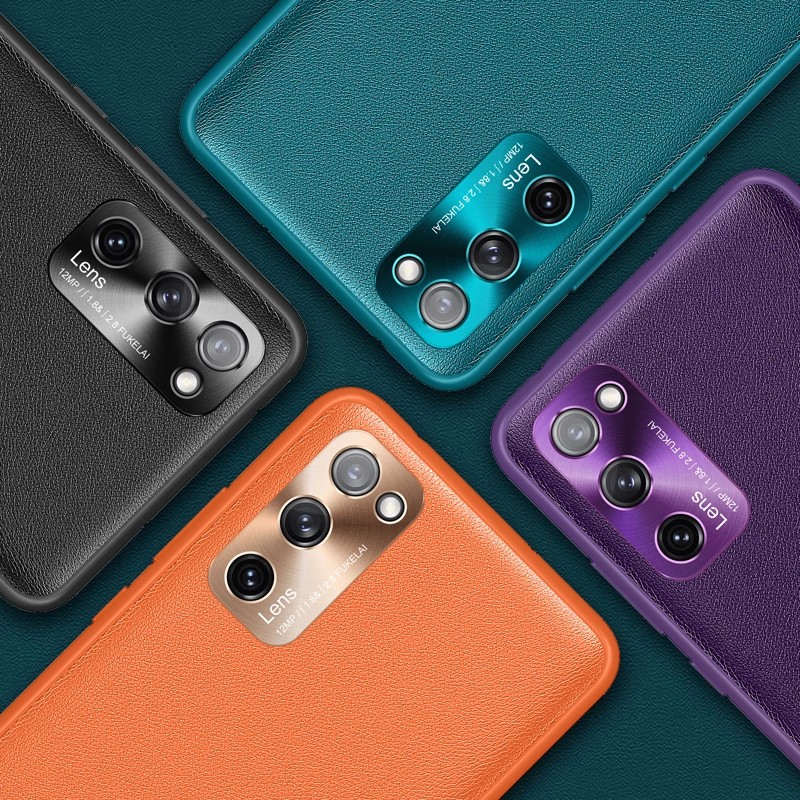 Ốp Điện Thoại Da Trơn Bảo Vệ Camera Kim Loại Cho Samsung Galaxy S22 Ultra S20 S21 FE Note 20 Ultra