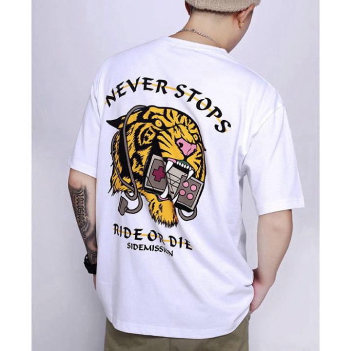 ÁO THUN, ÁO PHÔNG TAY LỠ UNISEX FORM RỘNG OVERSIZE NEVER STOP M258 KL SHOP HP SHOP HTSHOP