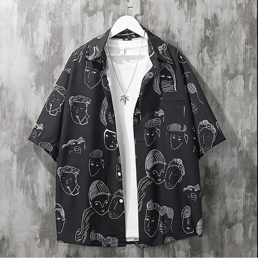 Combo Áo Sơ Mi Ngắn Tay Hoạ Tiết Mặt Người Hàn Quốc Kết Hợp Quần Tây Âu Dáng Baggy (Tặng Dây Lưng) SOMI 37 + JOGGER 66 B | BigBuy360 - bigbuy360.vn