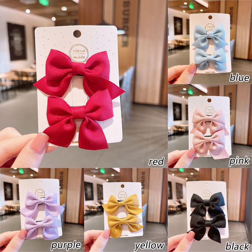 Bộ 2 Kẹp Tóc Màu Trơn Dễ Thương Cho Bé