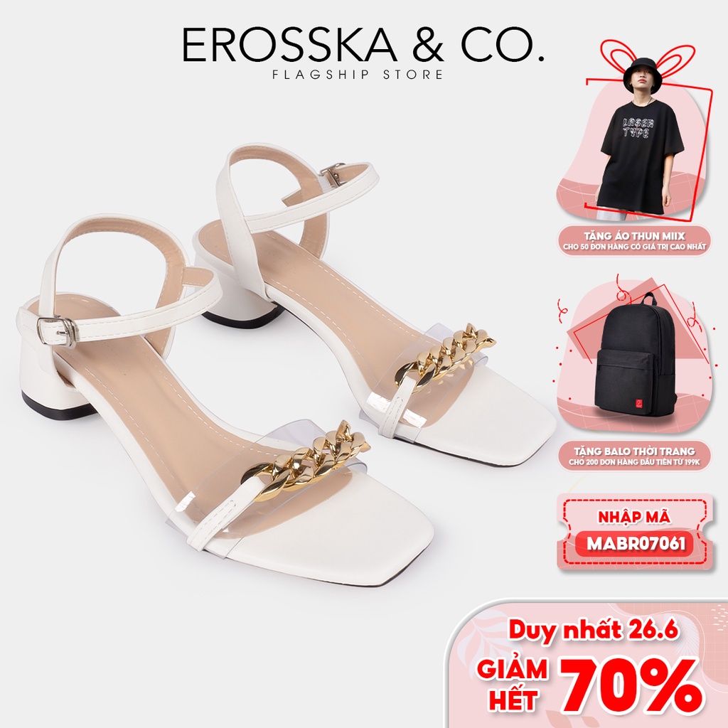 Giày sandal quai xích Erosska kiểu dáng Hàn Quốc cao 5cm màu trắng - EB035