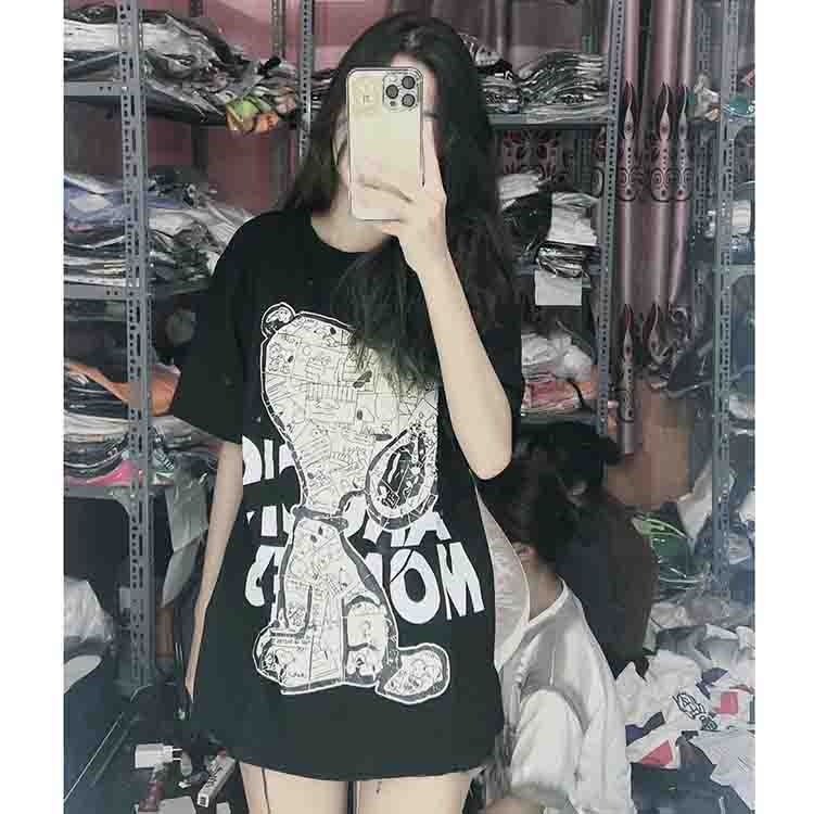 Áo phông chú chó snoopy cổ tròn tay lỡ Áo thun cotton thoáng mát