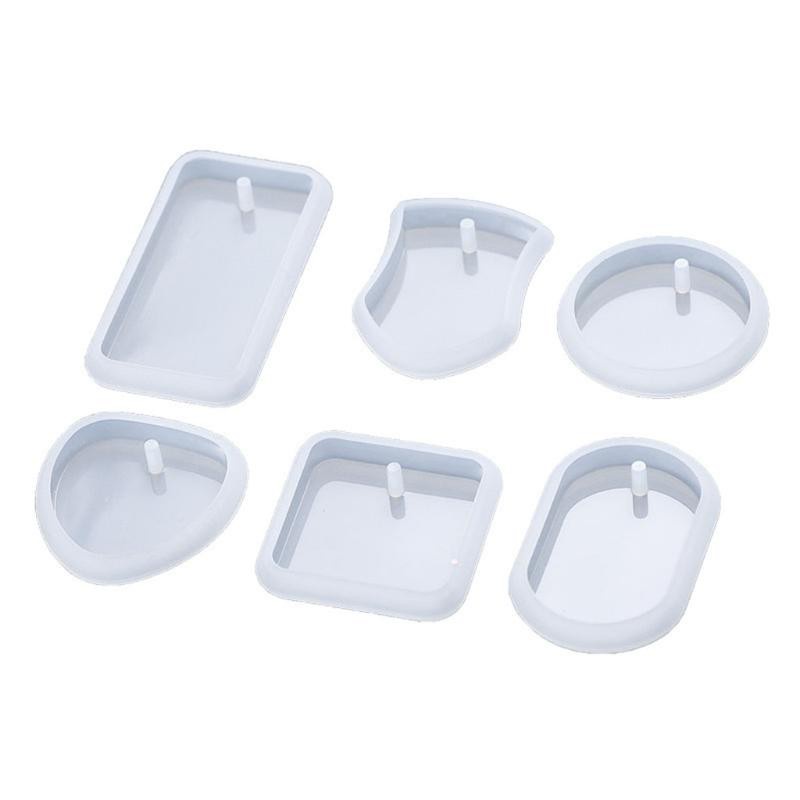 SEL 6 Pcs Keychain Epoxy Resin Mold Hanging Pendant Silicone Mould DIY Crafts Jewelry Casting Mold