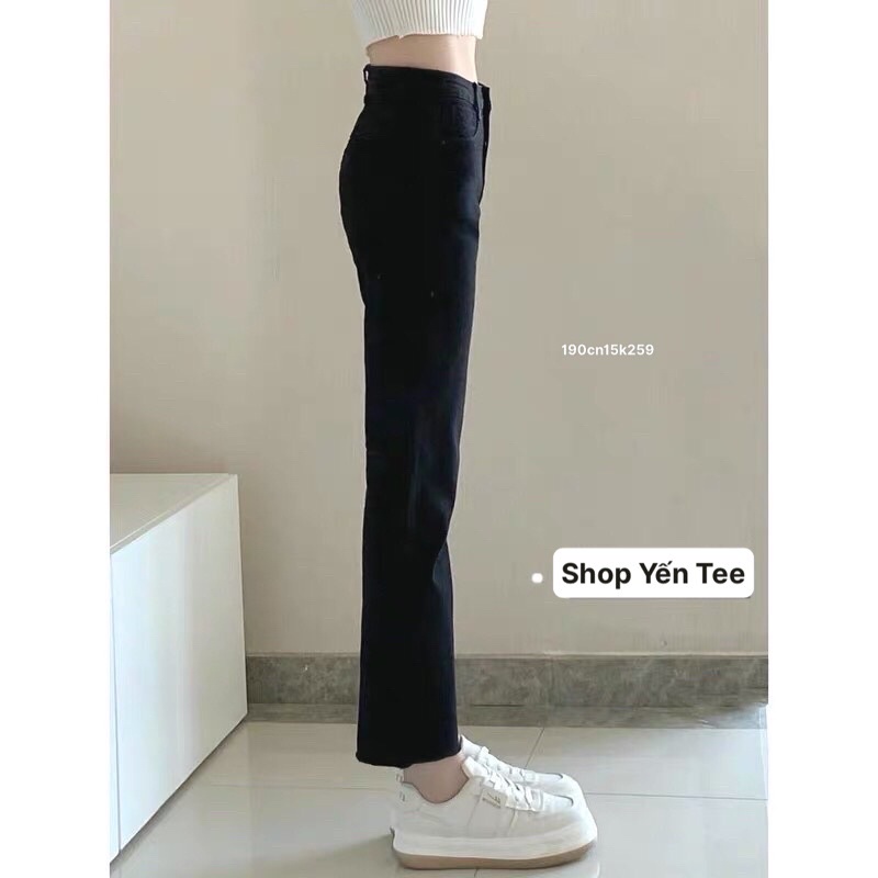 Quần Jean ống đứng đen trơn ( Ảnh thật )
