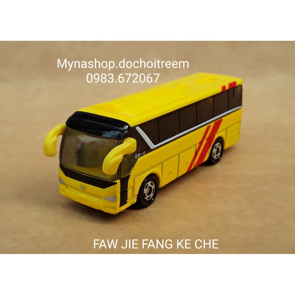Xe mô hình tĩnh tomica bus - FAW JIE FANG KE CHE - màu vàng - có gương