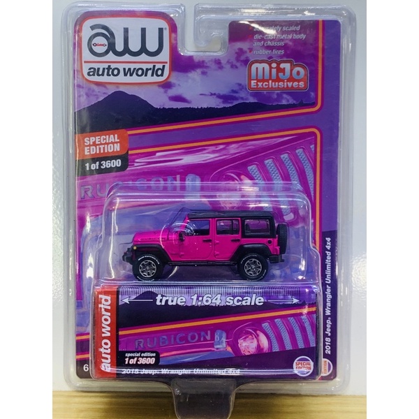 Hobby Store xe mô hình Auto World 2018 Jeep Wrangler Hồng