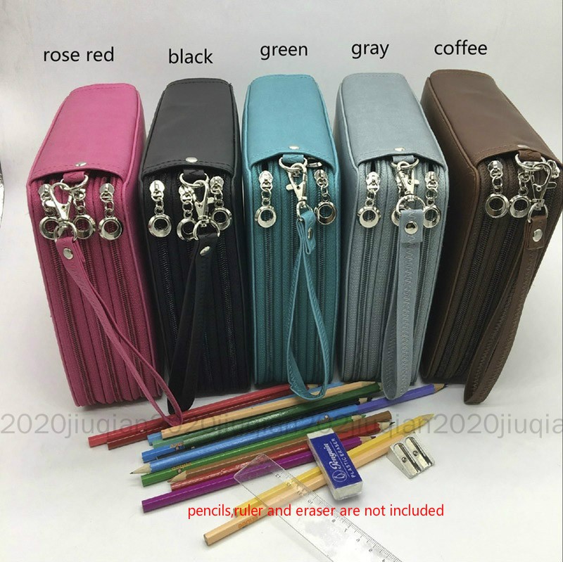 Túi Đựng Bút Chì 136 Ngăn Bằng PU Sức Chứa Lớn Đa Năng Chống Thấm Nước Có Khóa Kéo Cho Học Sinh / Họa Sĩ