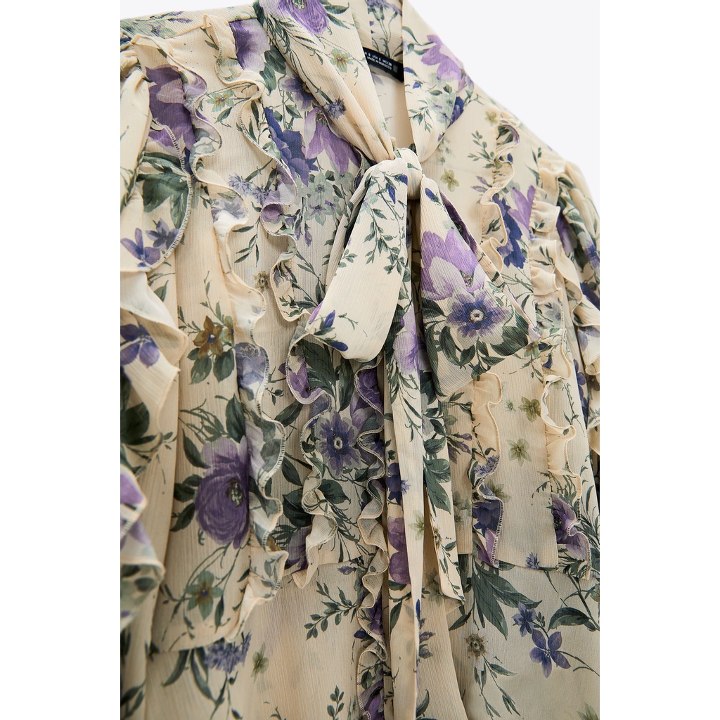 Áo sơ mi ZARA TIED PRINT BLOUSE code 8273328