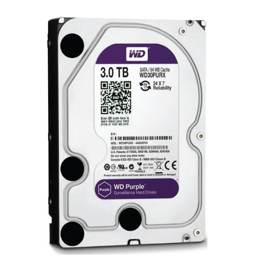 Ổ Cứng Desktop Western Digital Purple 3TB Sata 3 - Bảo hành chính hãng 36 Tháng